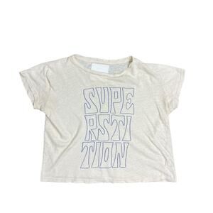 Mother Superior Women's S Cream Superstition Cotton Linen Pullover T-Shirt EUC